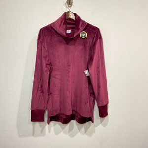 NWT Athletic Works Women's Purple Velvet Pullover With Mock Turtleneck Size Med